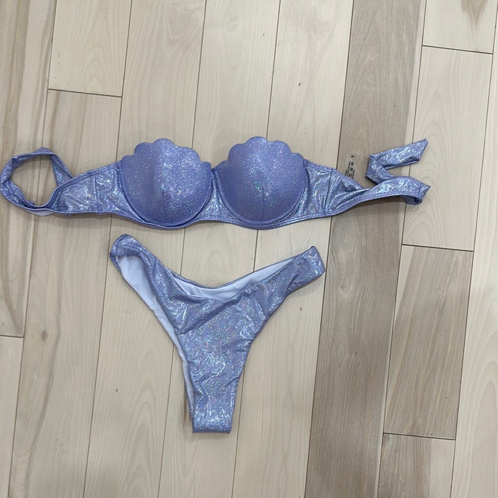 SHEIN Shimmering Purple Bikini Set
